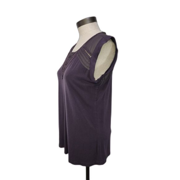 Daniel Rainn Purple Sleeveless Crochet Top Size S - Picture 3 of 9